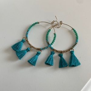 Blue tassel earrings